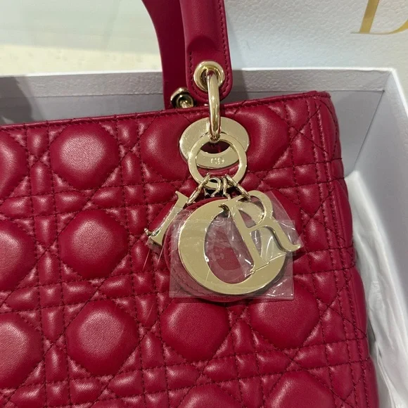 Dior Burgundy Quilted Mini Bag - Picture 2 of 5
